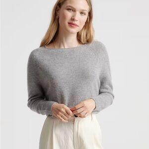 Quince Light Gray Boatneck Cashmere Sweater